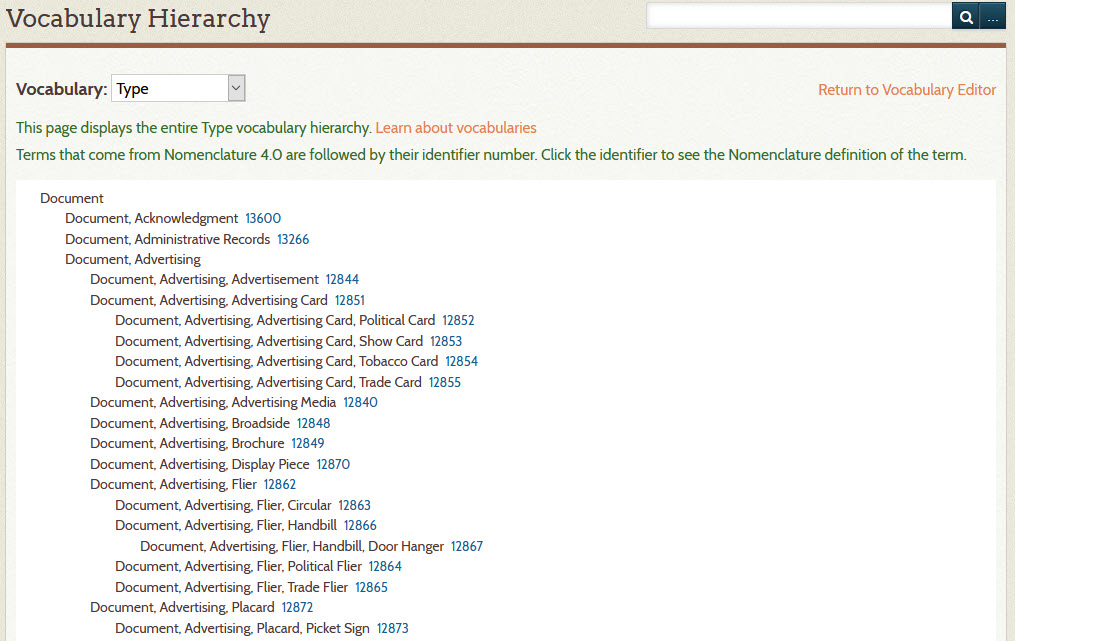 Edit an existing vocabulary term