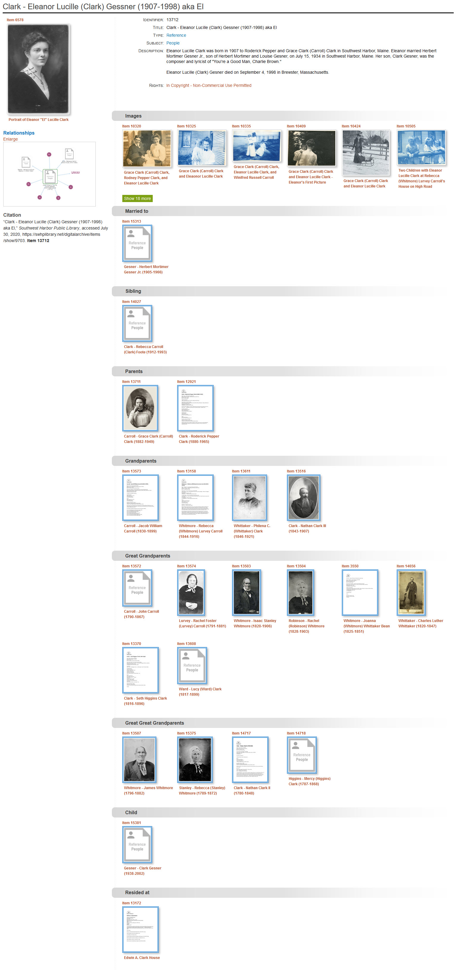 Example of genealogical relationships