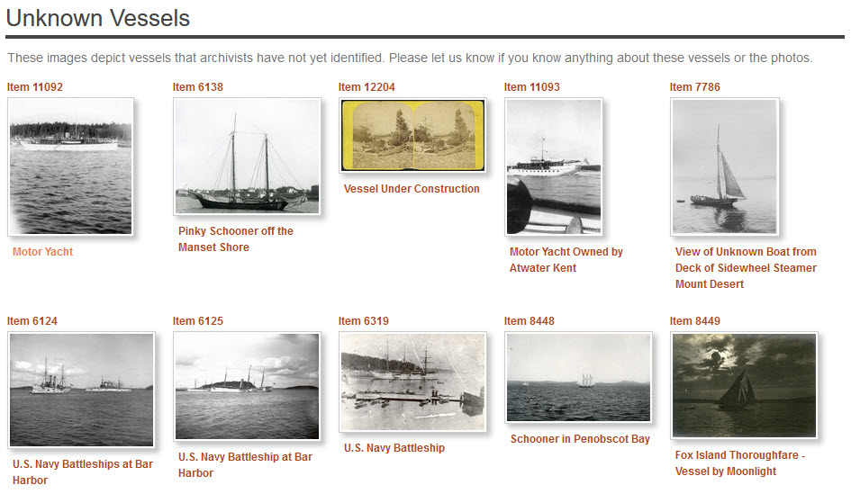 Unknown vessels item set