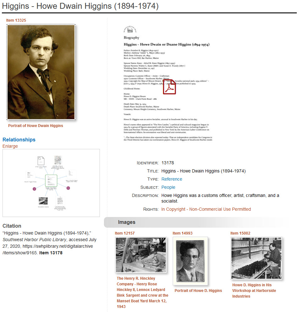 Example of an item page