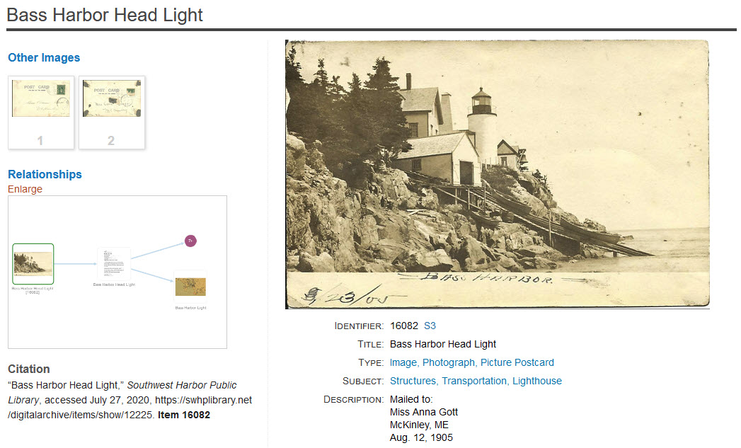 Example of an item page