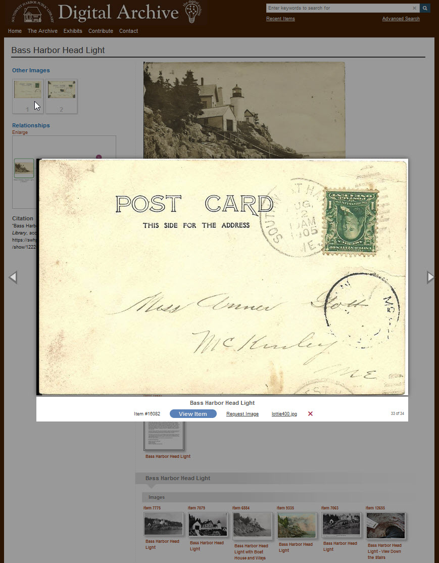 Example of an item page