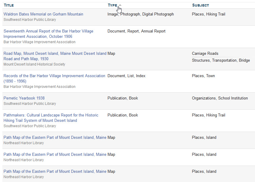 Viewing search results in a compact layout